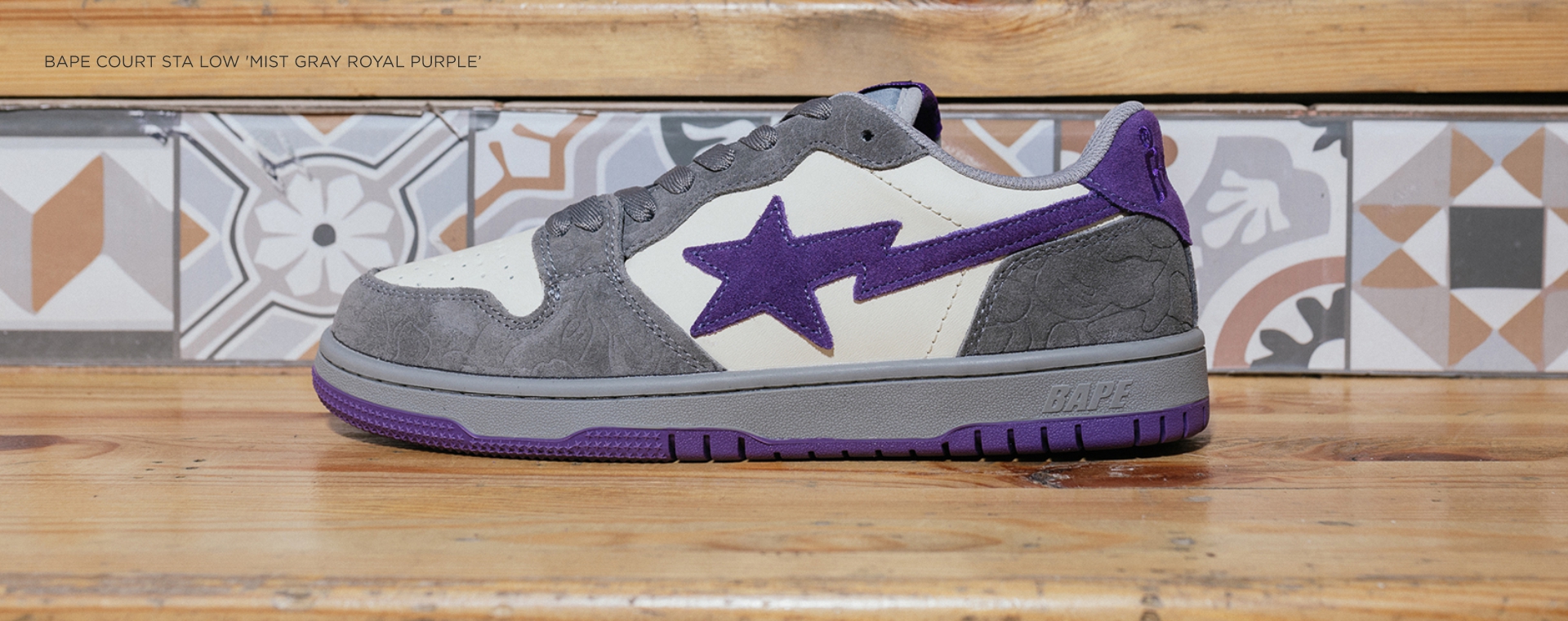 BAPE COURT STA LOW 'MIST GRAY/ROYAL PURPLE'