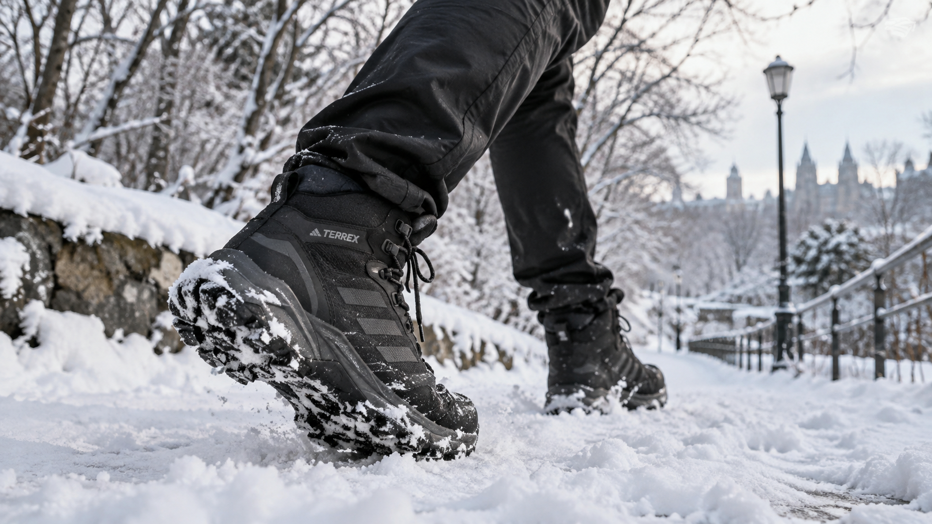 Adidas Terrex Winter на снежном зимнем маршруте